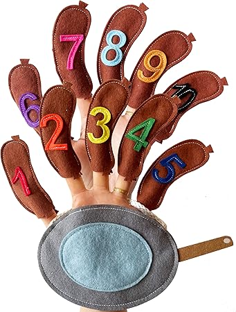 Nursery Rhyme "10 Fat Sausages" Finger Puppet with Numbers 1-10 – Fun and Educational Counting Toy for Toddlers and Preschoolers