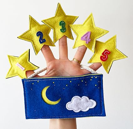 Nursery Rhyme "Twinkle Twinkle Little Star" Finger Puppet with Numbers 1-5 at the back – Fun and Educational Counting Toy for Toddlers and Preschoolers…