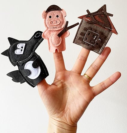 Three Little Pigs Finger Puppet Set: Storytime Fun for Kids SET OF 7