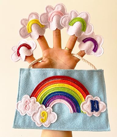 Nursery 'I Can Sing a Rainbow' Finger Puppet with Numbers 1-10 – Educational Counting & Color Learning Toy for Toddlers and Preschoolers
