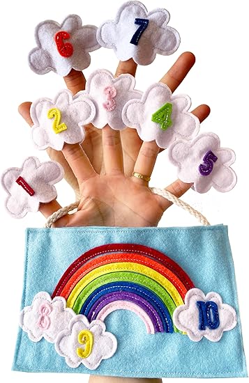 Nursery 'I Can Sing a Rainbow' Finger Puppet with Numbers 1-10 – Educational Counting & Color Learning Toy for Toddlers and Preschoolers
