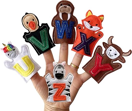 26 Alphabet Finger Puppets Set for Toddlers, Preschoolers, Kindergarten Children
