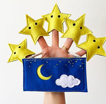 Nursery Rhyme "Twinkle Twinkle Little Star" Finger Puppet with Numbers 1-5 at the back – Fun and Educational Counting Toy for Toddlers and Preschoolers…