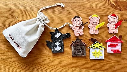 Three Little Pigs Finger Puppet Set: Storytime Fun for Kids SET OF 7