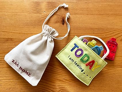 Emotion Feeling Family: 5 Emotions Finger Puppet Set with Bag - Happy, Sad, Angry, Surprised, Scared for emotional awareness and expression