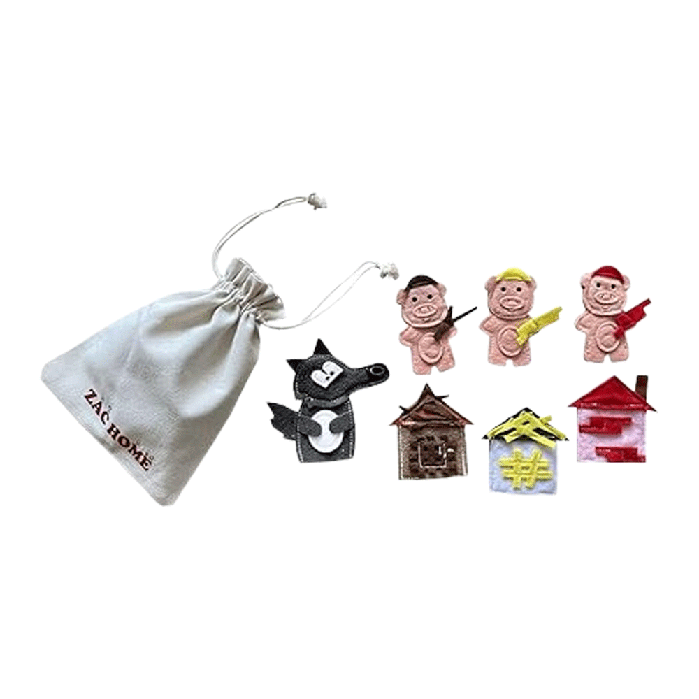 Three Little Pigs Finger Puppet Set: Storytime Fun for Kids SET OF 7