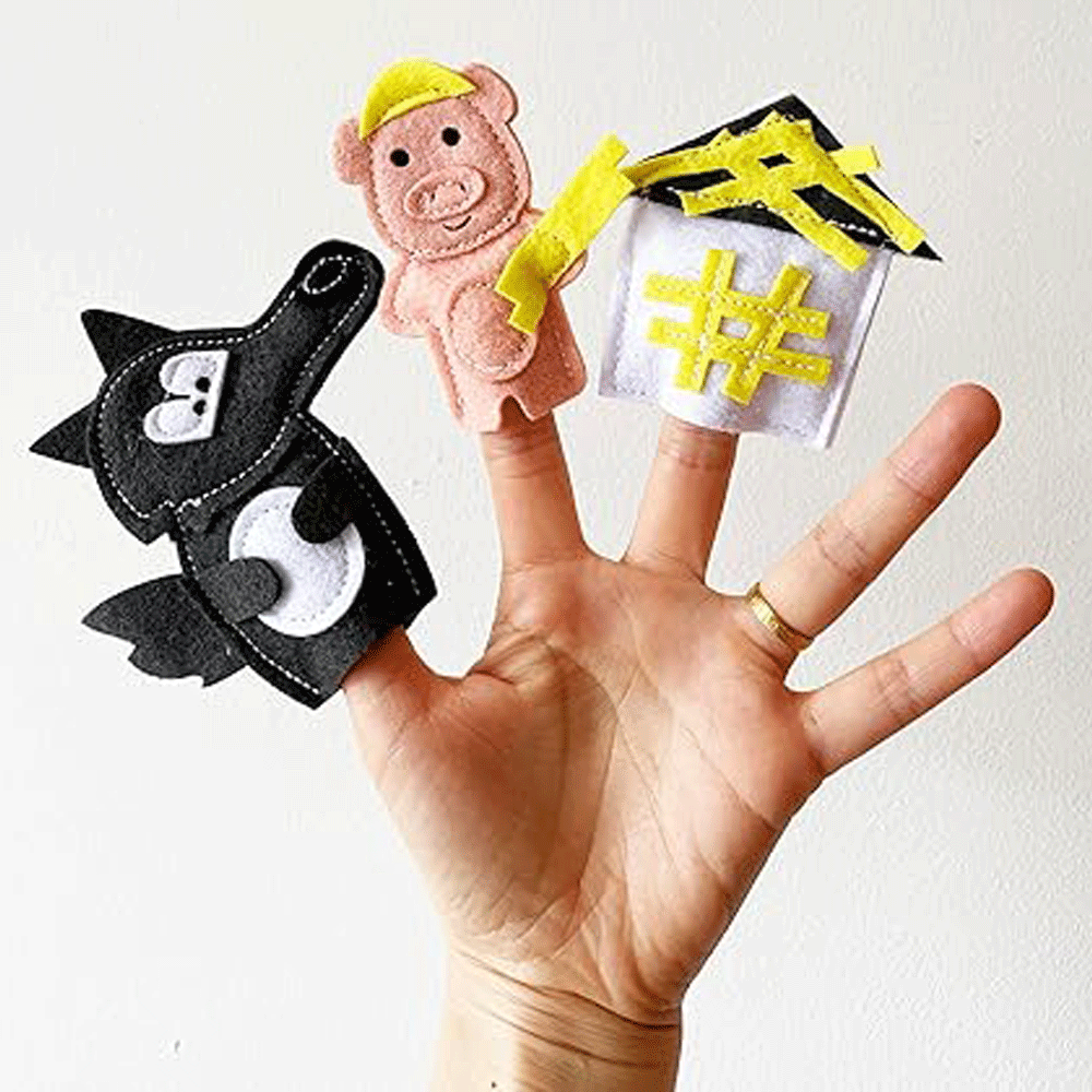 Three Little Pigs Finger Puppet Set: Storytime Fun for Kids SET OF 7