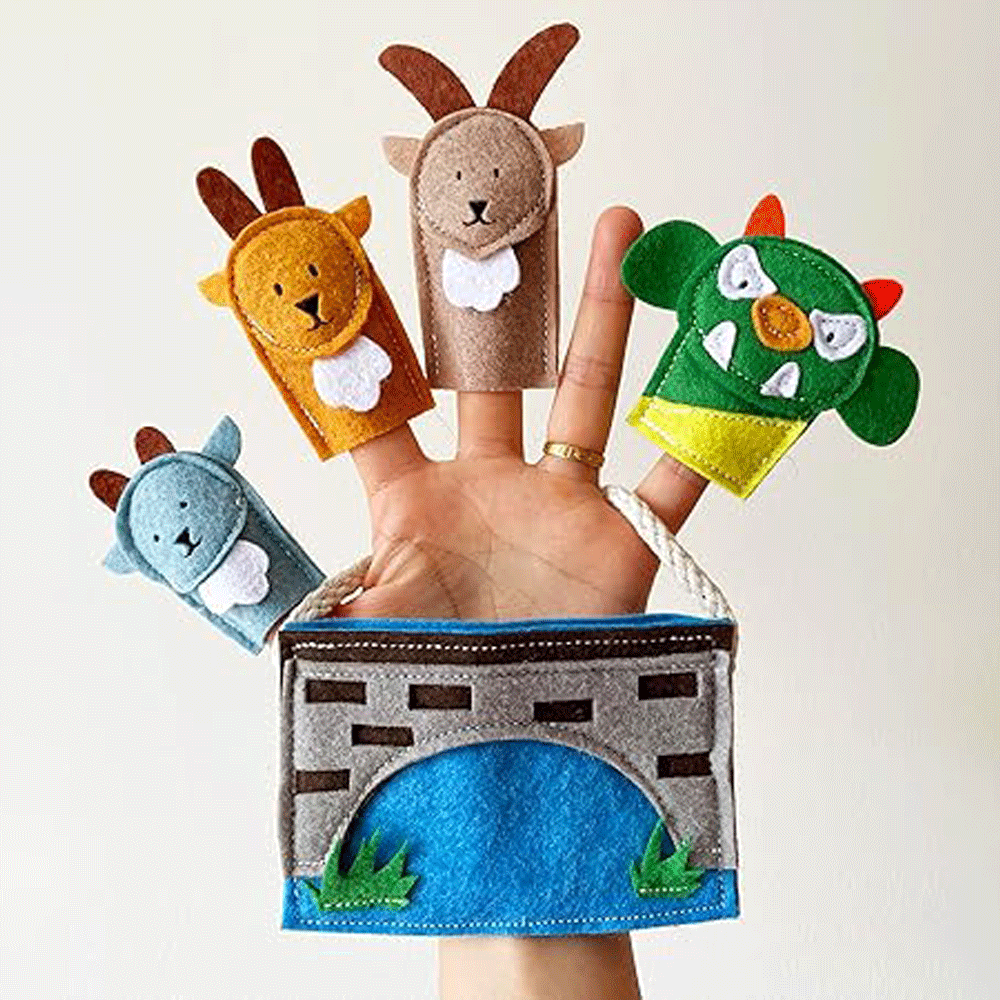 Children's Finger Puppets Set, Billy Goat Gruff Finger Puppets Set for Kids