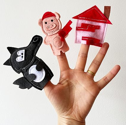 Three Little Pigs Finger Puppet Set: Storytime Fun for Kids SET OF 7