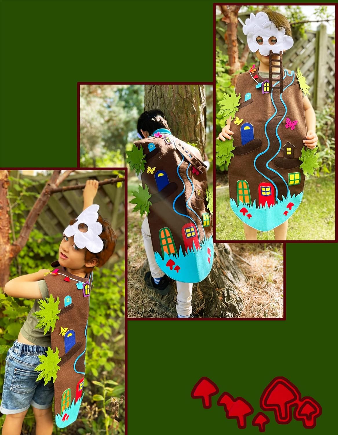 ZAC HOME World Book Day Treehouse Dress Up Costume Faraway Tree, Enchanted Wood For age 3-12 Easy to put on and take off