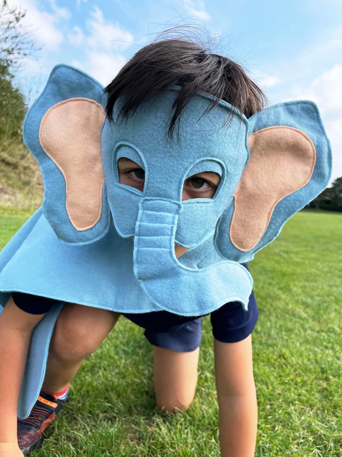 ZAC HOME World book day Kids Elephant Costume Set - Elephant Mask and Cape for Toddlers - Cute Animal Dress-Up Kit for Parties and Playtime for Age 3-12