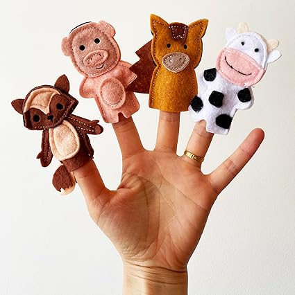 Gingerbread Puppet Set for Storytelling, Handmade Finger Puppets with Soft Felt for Children
