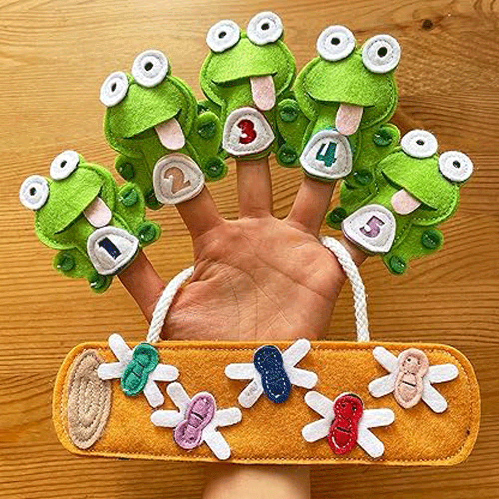 5 Little Speckled Frogs Nursery Rhyme Finger Puppet