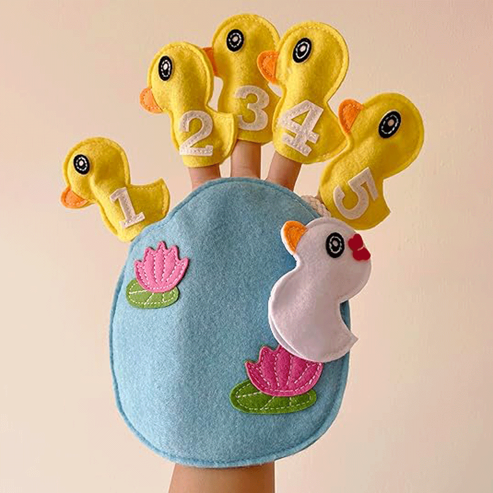 5 Little Ducks Nursery Rhyme Finger Puppet