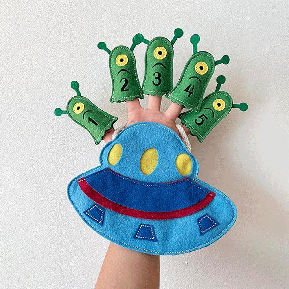 5 Little Men in the Flying Saucer Nursery Rhyme Storytelling Educational Finger Puppet