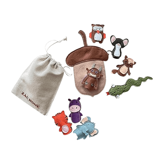 Woodland Animal Nursery Rhyme Owl/Snake/fox/MouMouse/the Brown Monster Finger Puppet Set with bag