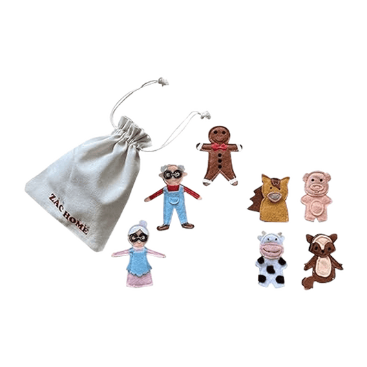 Gingerbread Puppet Set for Storytelling, Handmade Finger Puppets with Soft Felt for Children