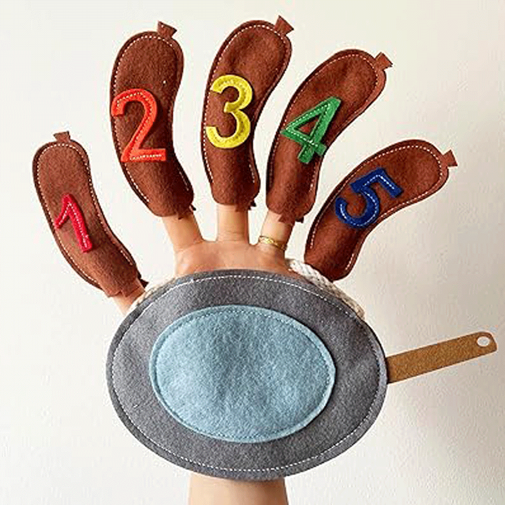 Nursery Rhyme "10 Fat Sausages" Finger Puppet with Numbers 1-10 – Fun and Educational Counting Toy for Toddlers and Preschoolers