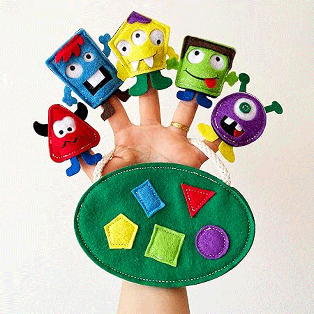 Square, Rectangle, Circle, Triangle, Pentagon 5 Shapes Finger Puppet – Fun and Educational Toy for Toddlers and Preschoolers