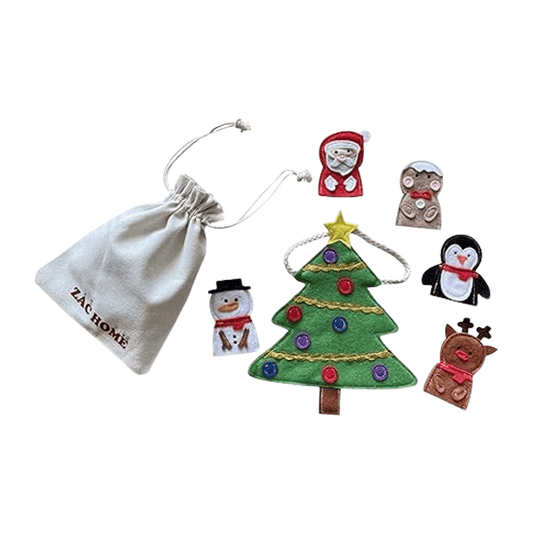 Christmas Felt Finger Puppets Set, Santa, Reindeer and Christmas Tree, Handmade Decorations for Kids